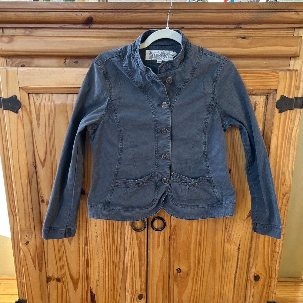 Aventura‎ Jacket Button Up Pockets Organic Cotton Gray Women's Medium